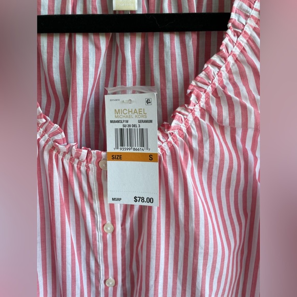 Michael Kors | Sleeveless Button Up Blouse W/ Stripes - NWT - Picture 5 of 8